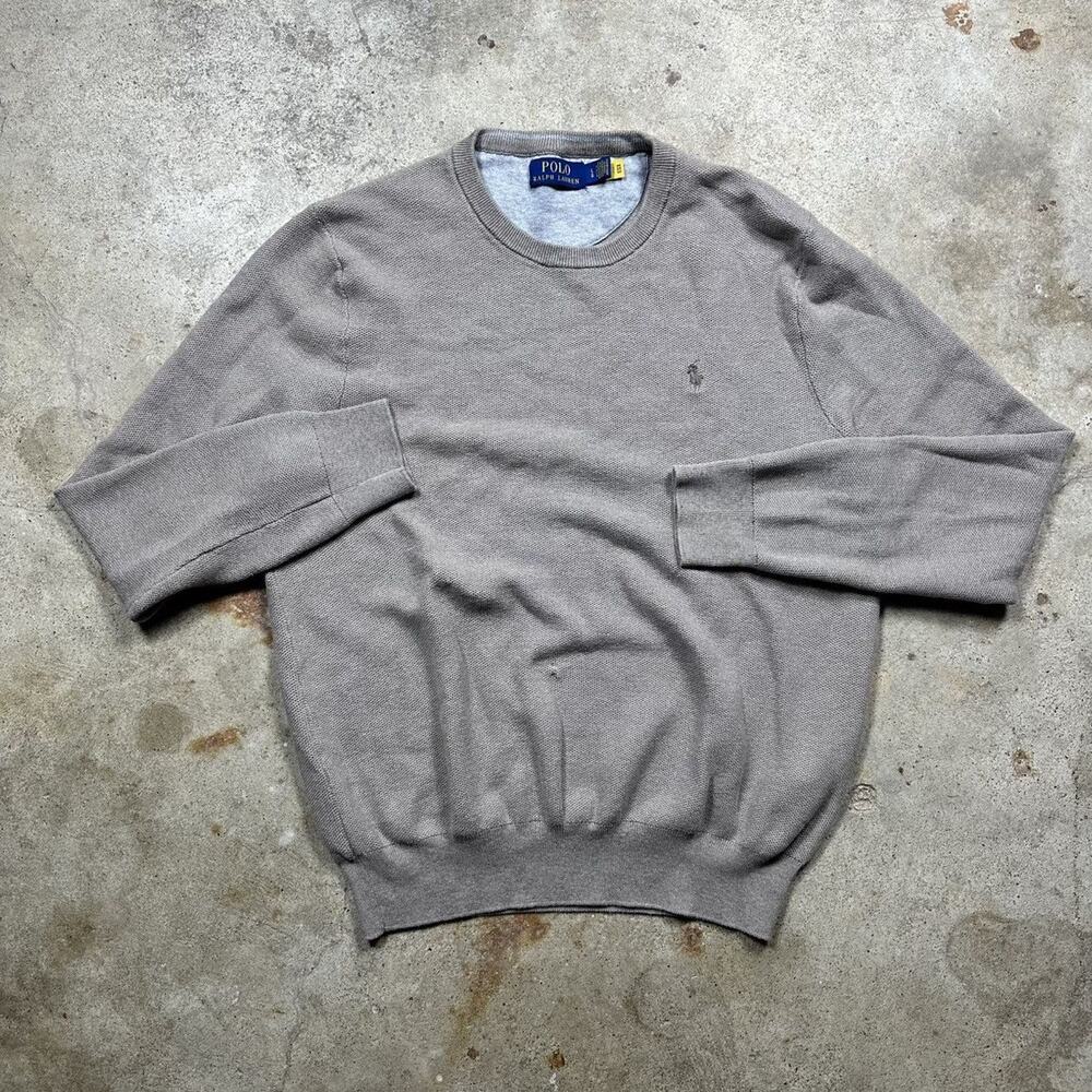 Beige Tan Polo Ralph Lauren Crewneck Sweater Size M - Picture 1 of 7